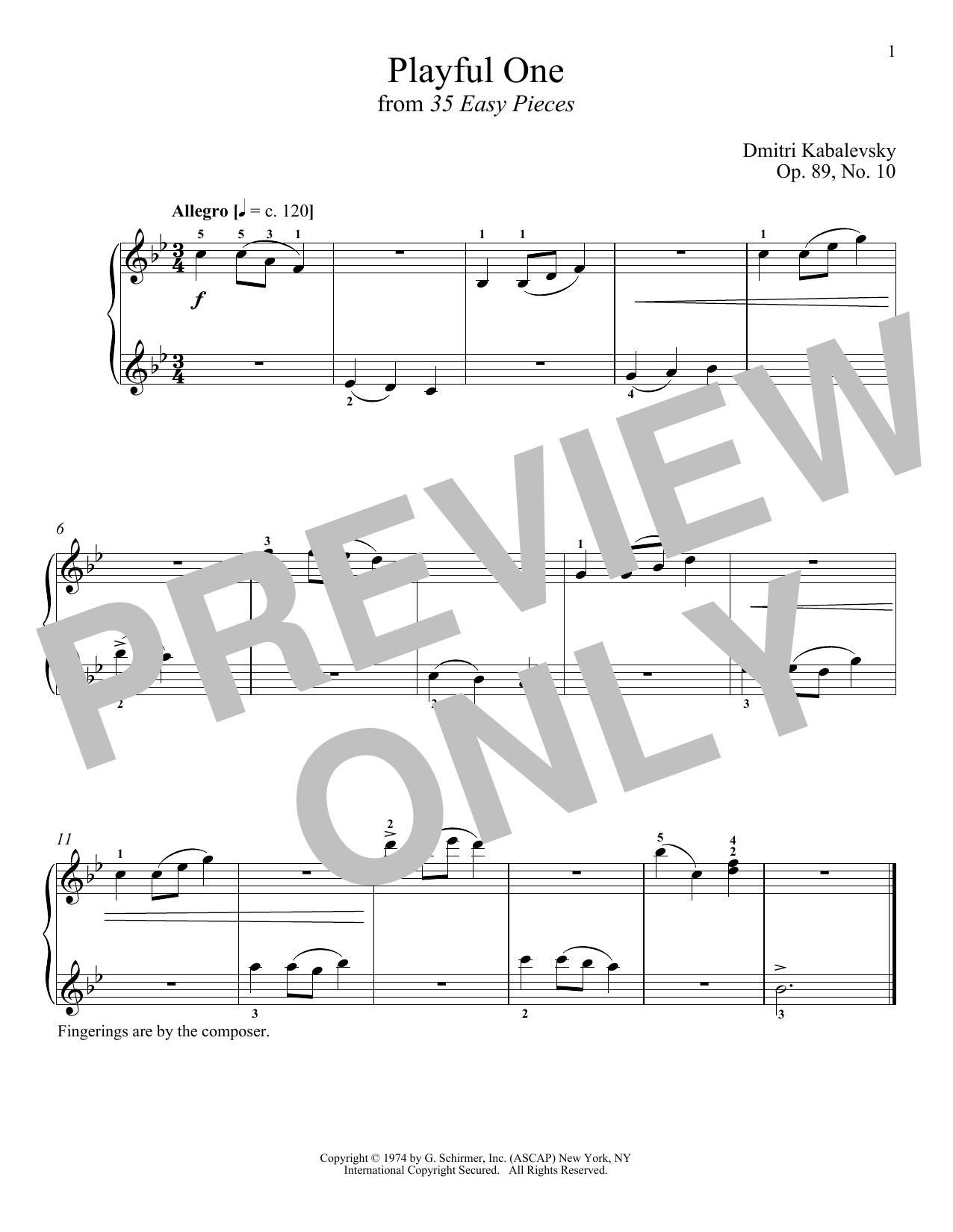 Product gallery: Page 1 of 1 Playful One, Op. 89, No. 10, Dmitri Kabalevsky