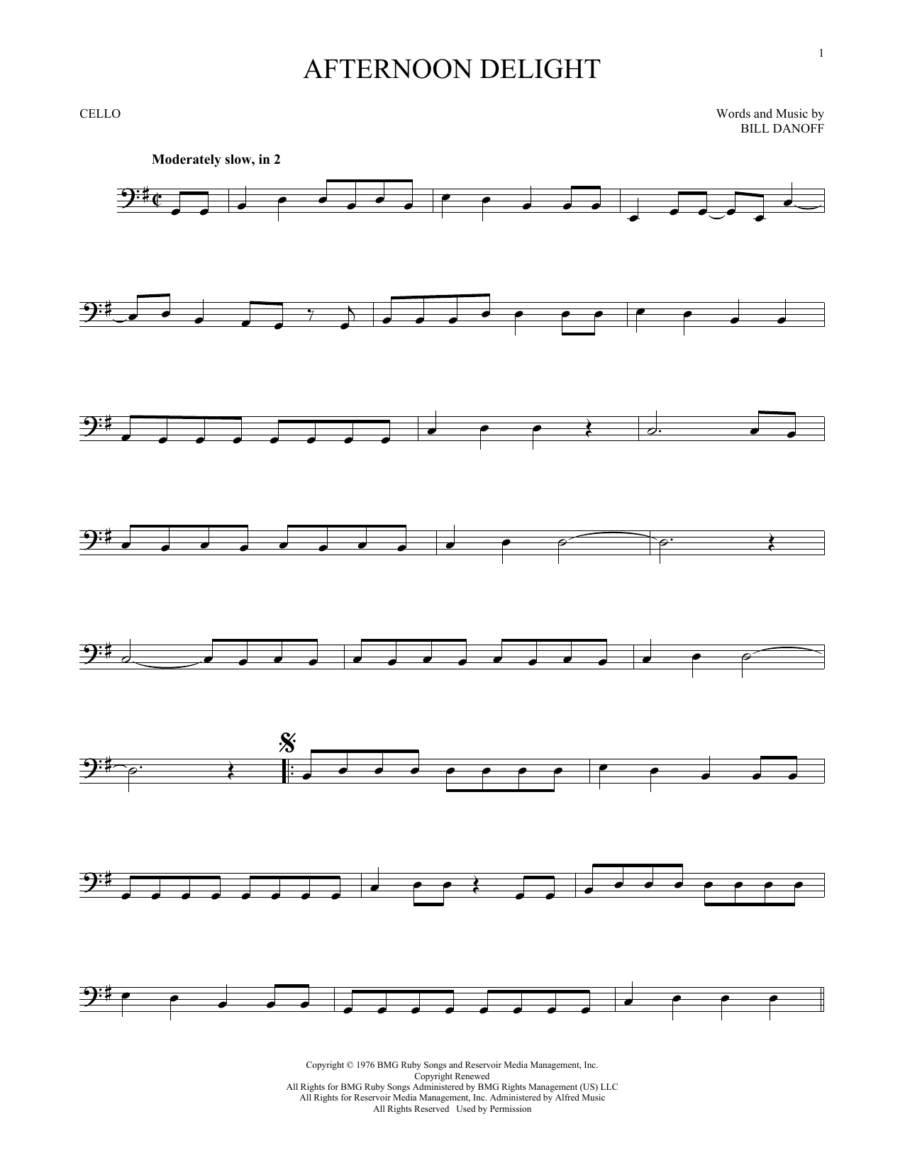 Produktgalerie: Seite 1 von 1 Afternoon Delight, Starland Vocal Band, Violoncello