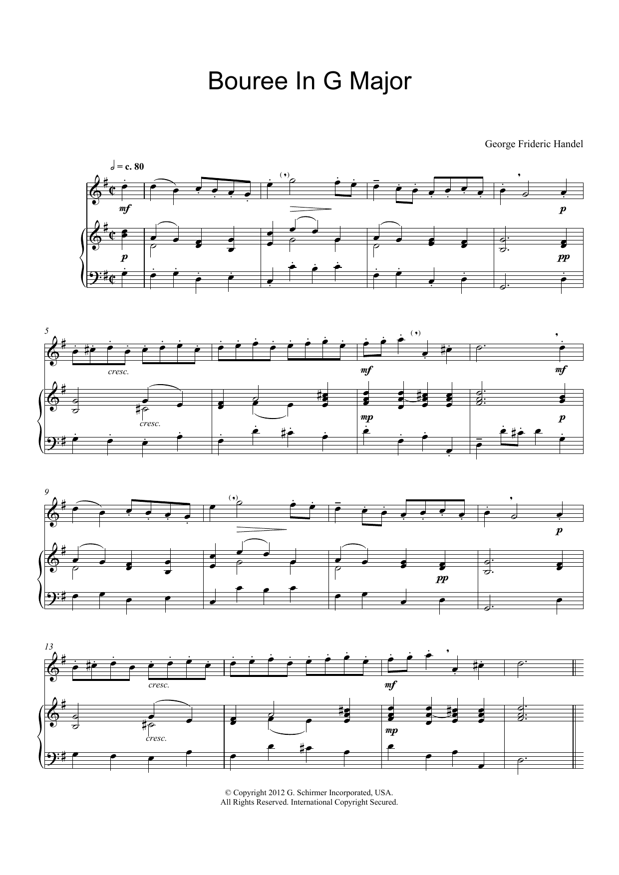 Product gallery: Page 1 of 1 Bouree In G Major, George Frideric Handel