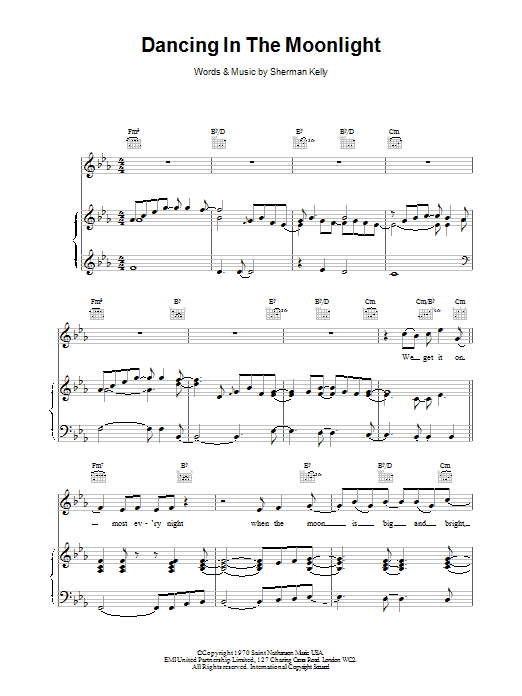 Produktgalerie: Seite 1 von 1 Dancing in the Moonlight, Toploader, Gesang, Gitarre, Klavier