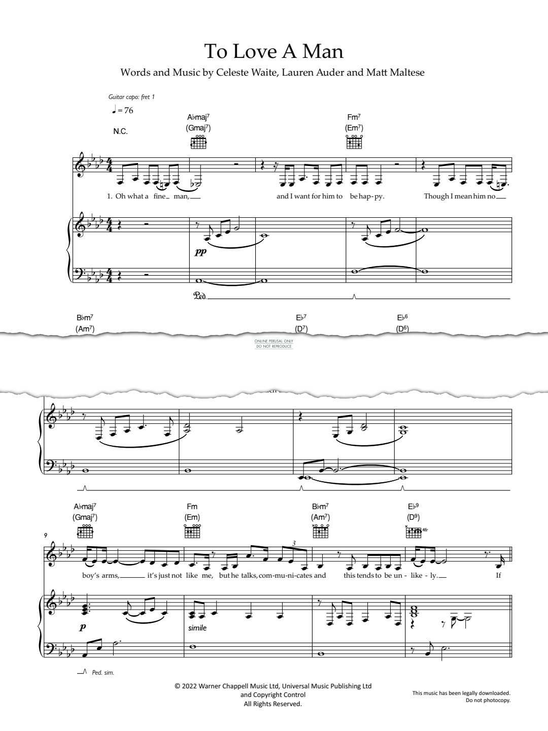 Produktgalerie: Seite 1 von 1 To Love A Man, Celeste, Gesang, Gitarre, Klavier