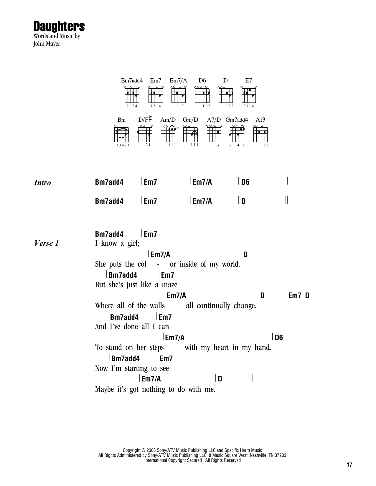 Product picture to:  Daughters - John Mayer