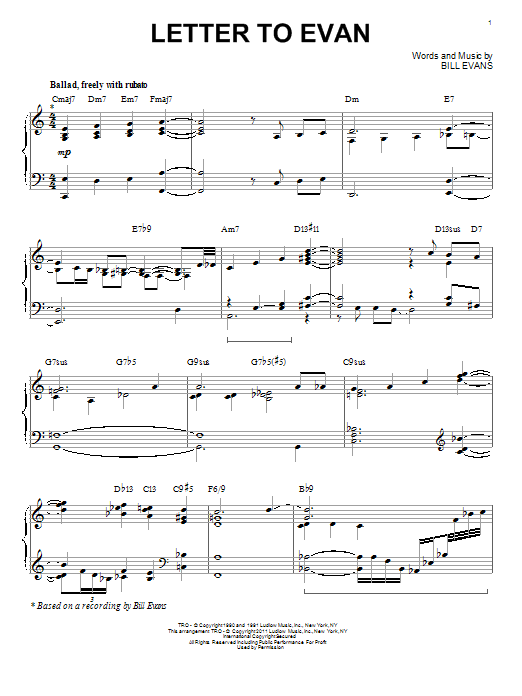 Product gallery: Page 1 of 1 Letter To Evan [Jazz version] (arr. Brent Edstrom), Bill Evans