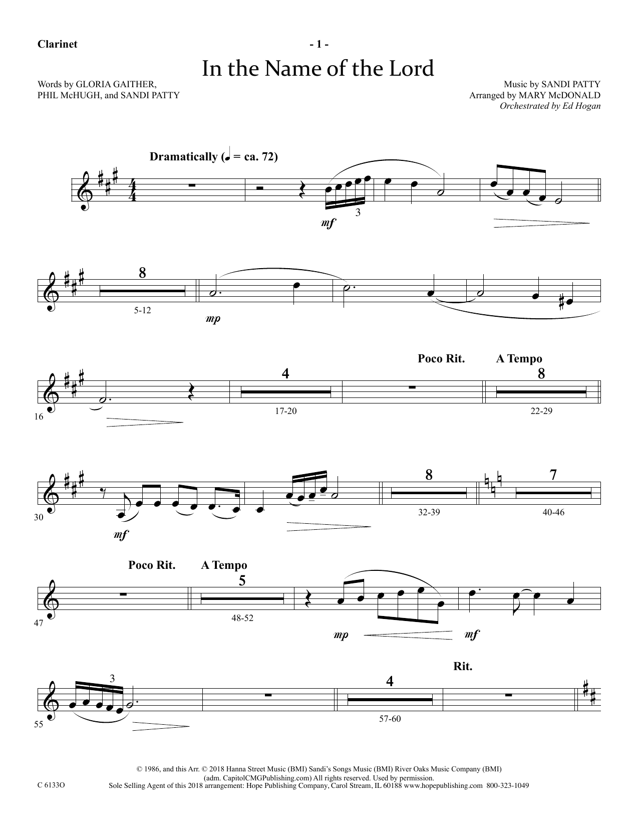 Product picture to: In The Name Of The Lord - Clarinet