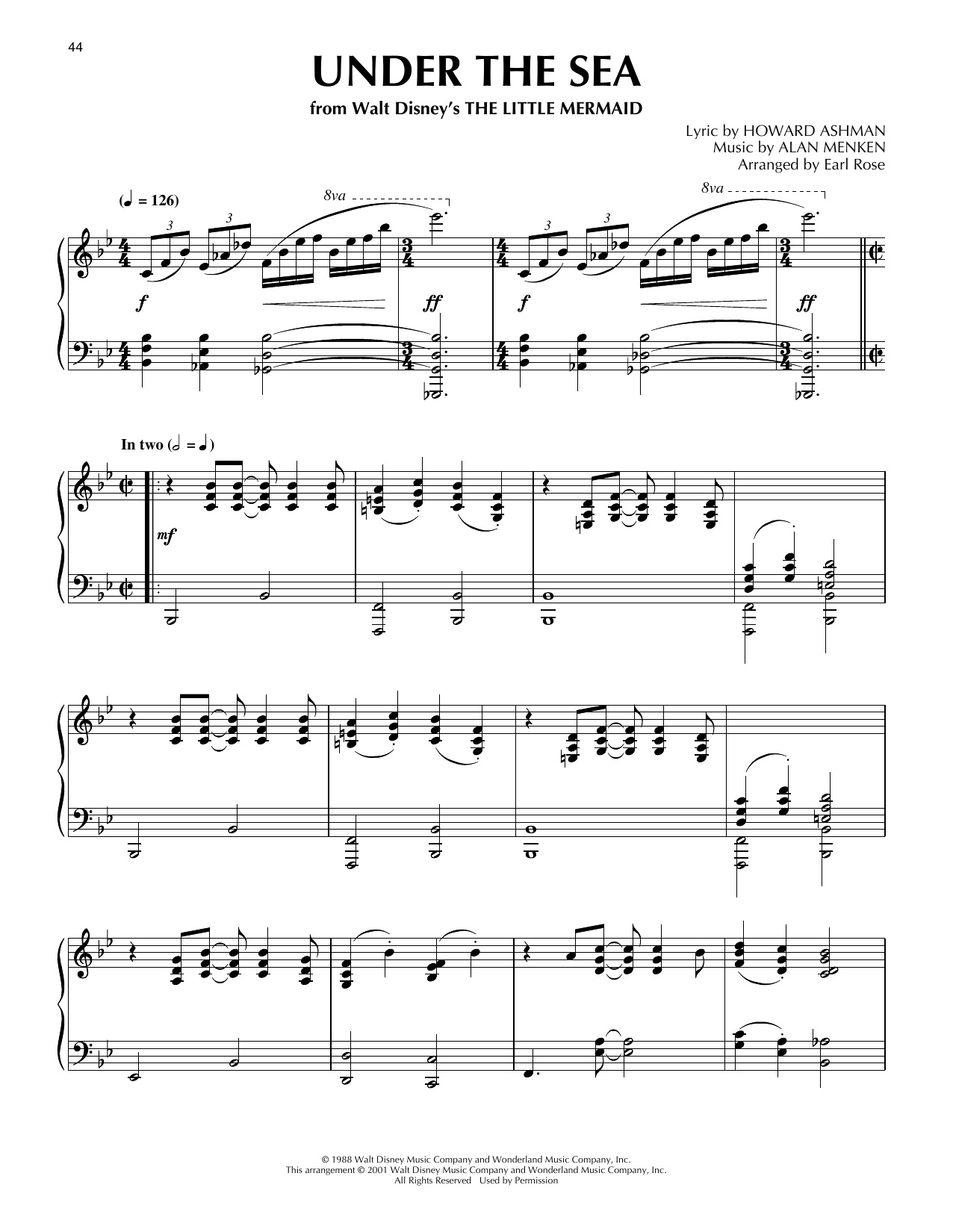Produktgalerie: Seite 1 von 1 Under The Sea (from The Little Mermaid) (arr. Earl Rose), Howard Ashman, Klavier