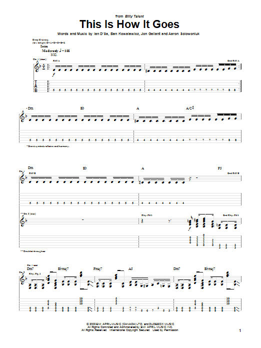 Produktgalerie: Seite 1 von 1 This Is How It Goes, Billy Talent, Gitarre