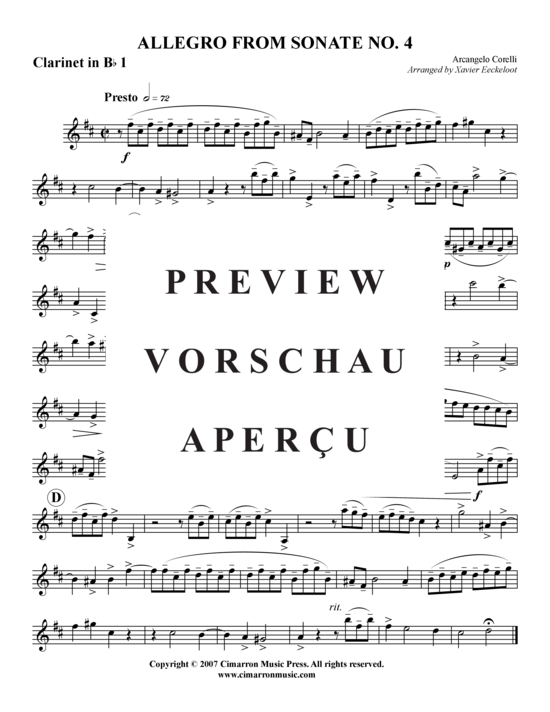 Product gallery: Page 5 of 7 Allegro , , (clarinet quartet)