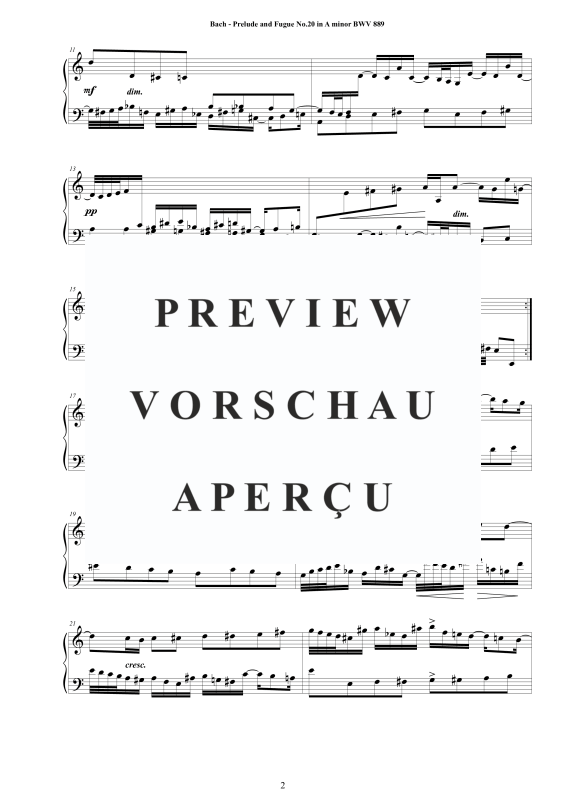 Product gallery: Page 3 of 7 Prelude and Fugue No. 20 in A minor BWV 889, , Solo Piano
