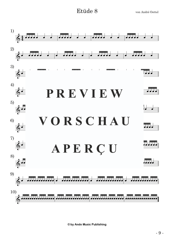 Produktgalerie: Seite 11 von 11 Etüden für Snare Drum im 4/4-Takt - Band 1, , Snare Drum Solo