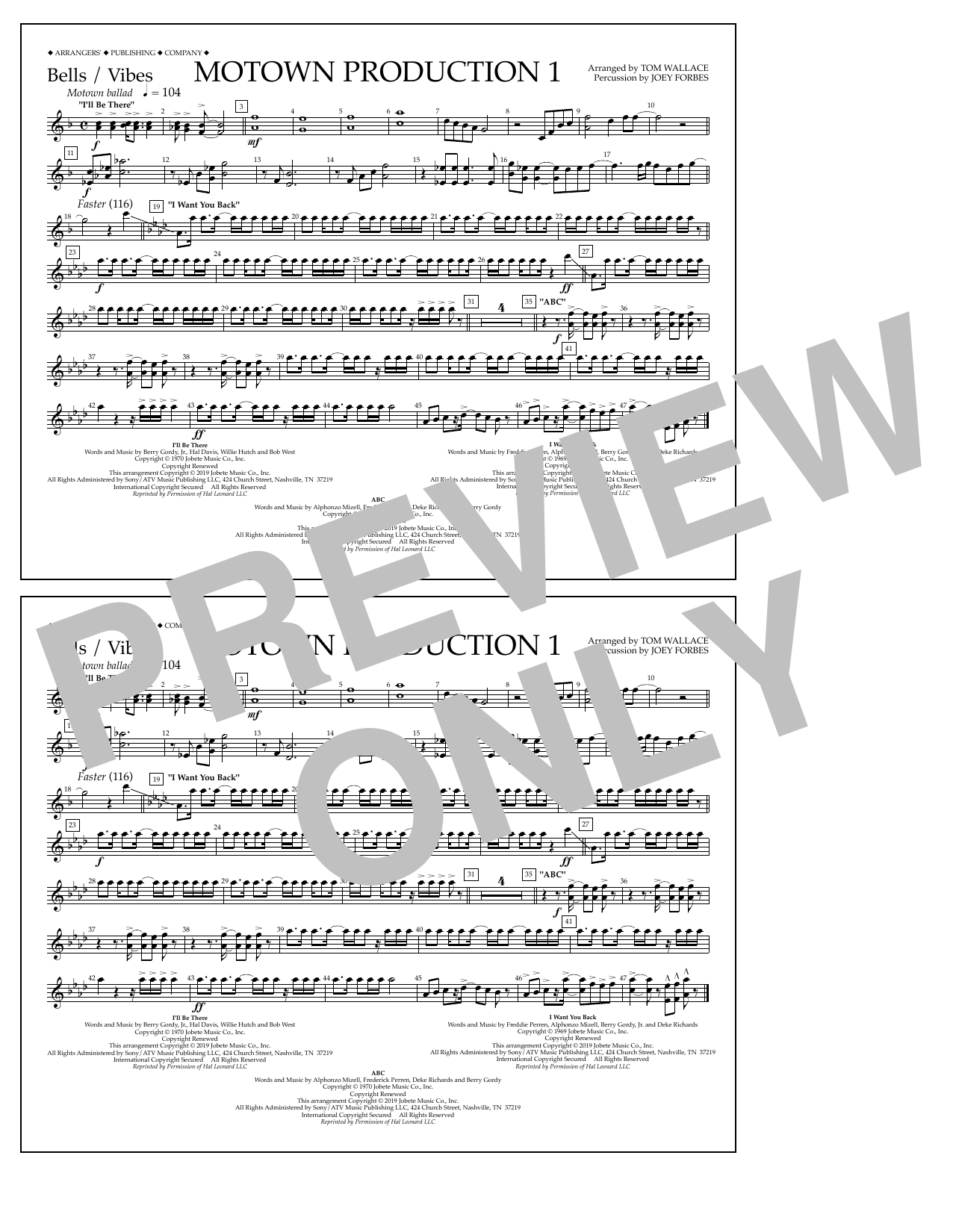 Product picture to: Motown Production 1(arr. Tom Wallace) - Bells/Vibes