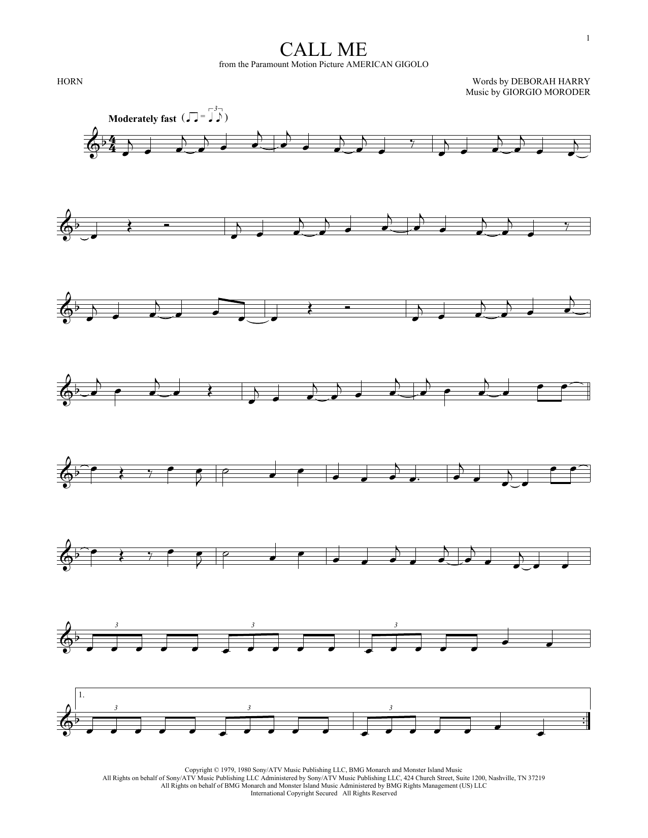 Produktgalerie: Seite 1 von 1 Call Me, Blondie, Horn