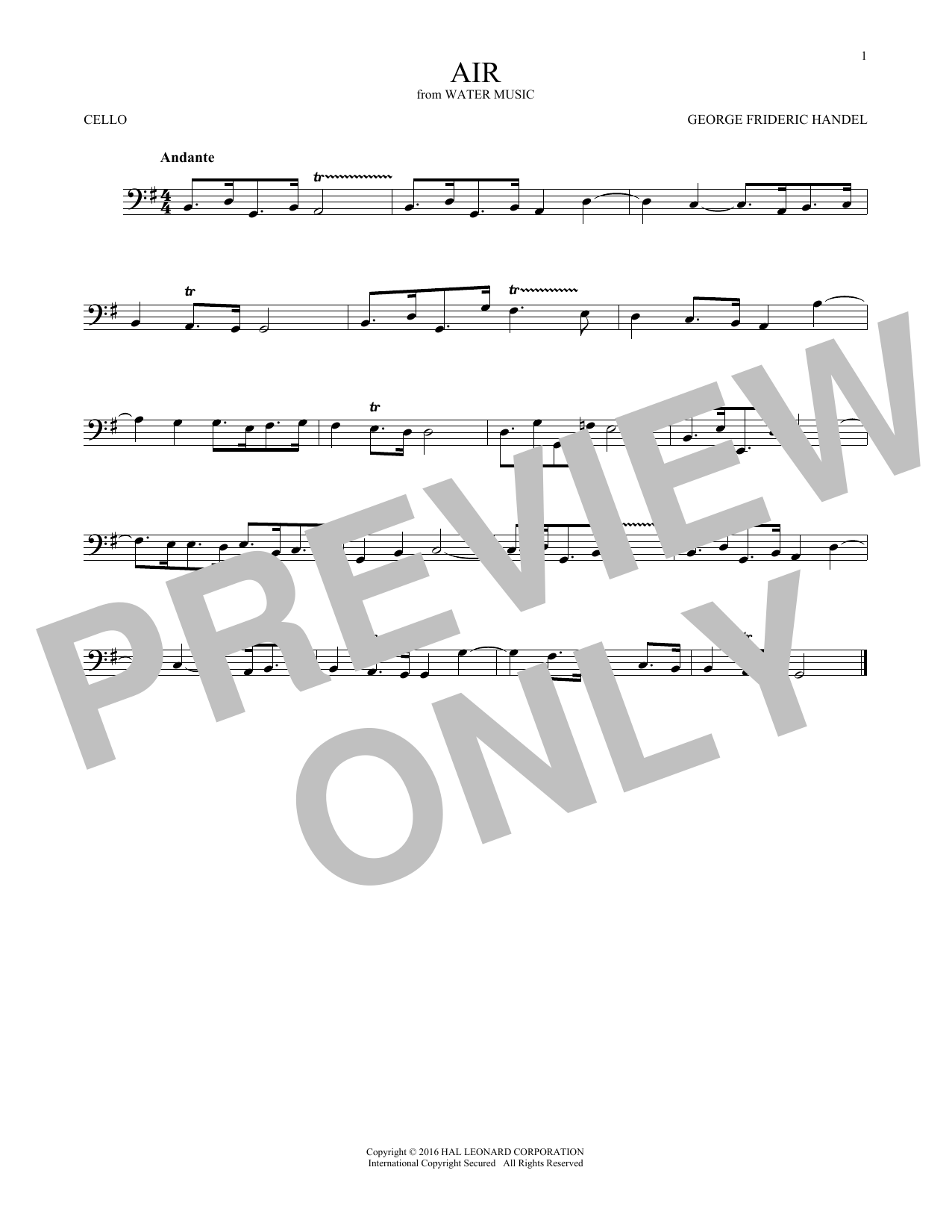 Produktgalerie: Seite 1 von 1 Air, George Frideric Handel, Violoncello