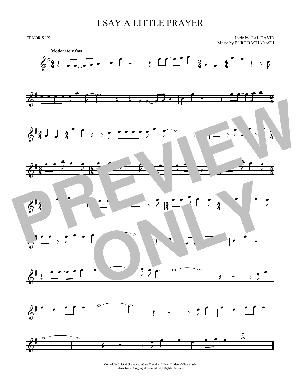Product gallery: Page 1 of 1 I Say A Little Prayer, Bacharach & David