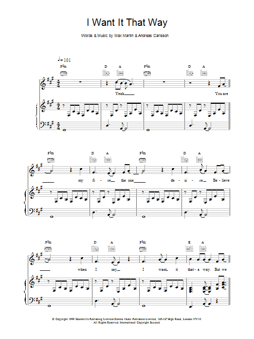 Produktgalerie: Seite 1 von 1 I Want It That Way, Backstreet Boys, Gesang, Gitarre, Klavier
