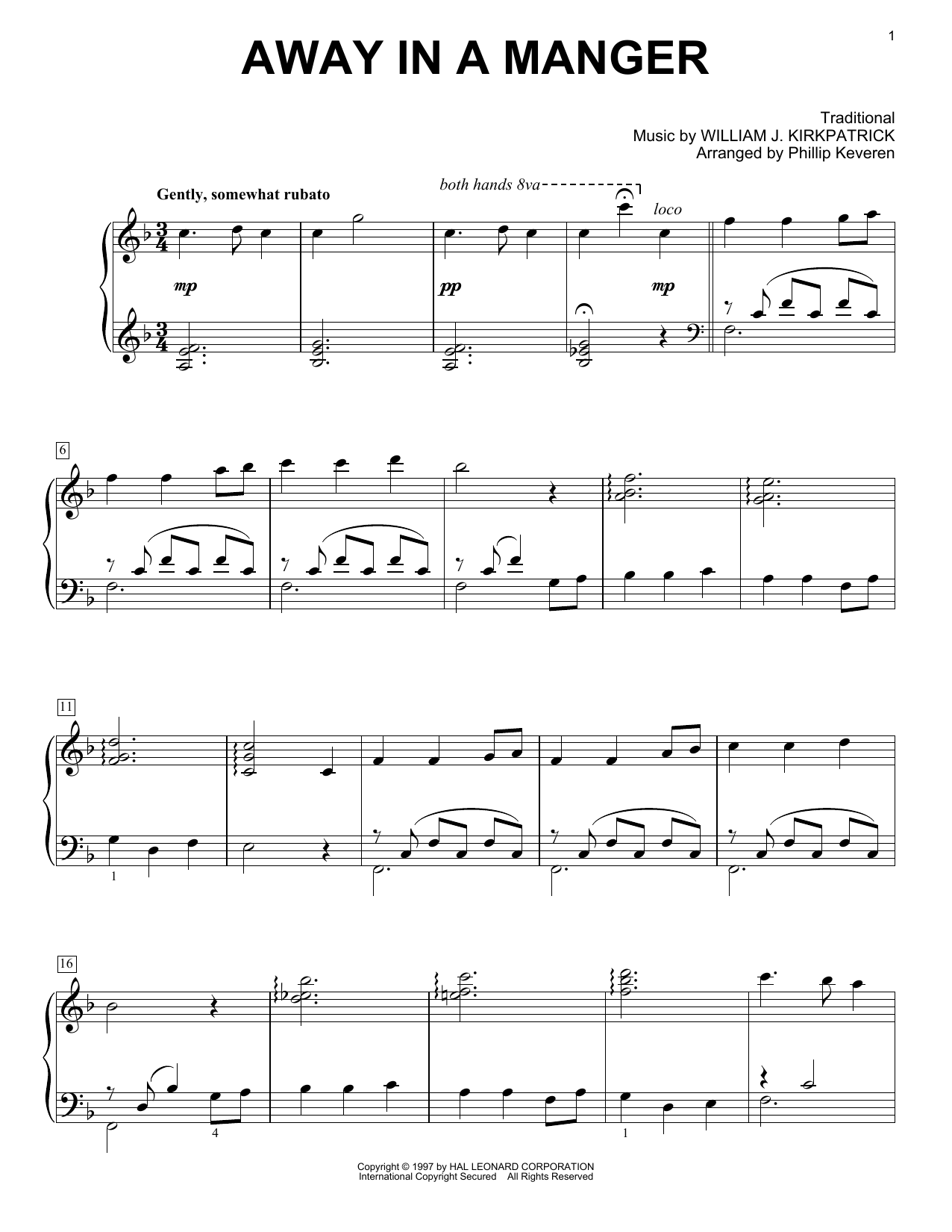 Produktgalerie: Seite 1 von 1 Away In A Manger (arr. Phillip Keveren), Traditional, Klavier