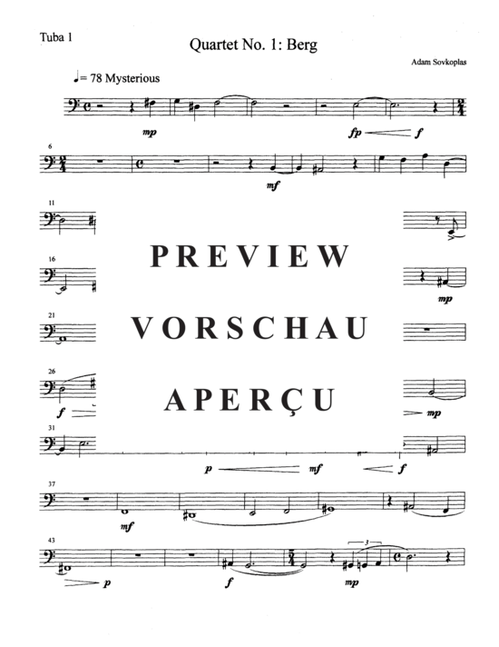 Product gallery: Page 17 of 20 Quartet No. 1: Berg , , (tuba quartet 2x trombone +2x tuba)