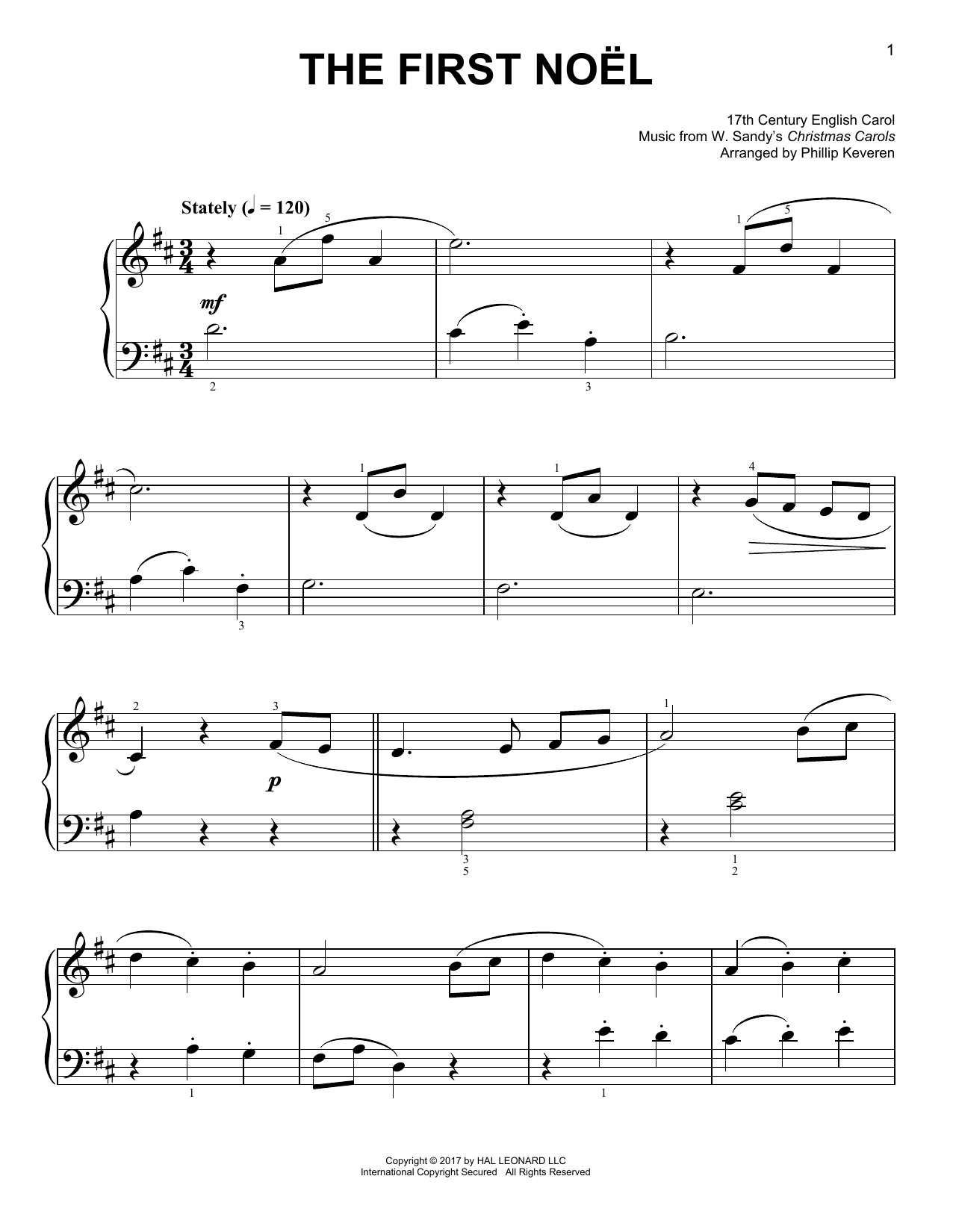 Produktbild zu: The First Noel [Classical version] (arr. Phillip Keveren)