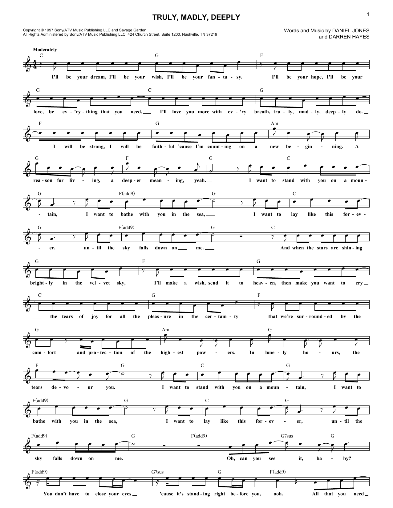 Produktgalerie: Seite 1 von 1 Truly, Madly, Deeply, Savage Garden, Melodieinstrument