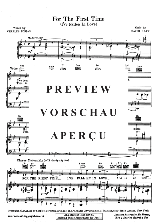 Produktgalerie: Seite 3 von 8 For The First Time (I've Fallen In Love) , Popular Standard, (Klavier und Gesang)