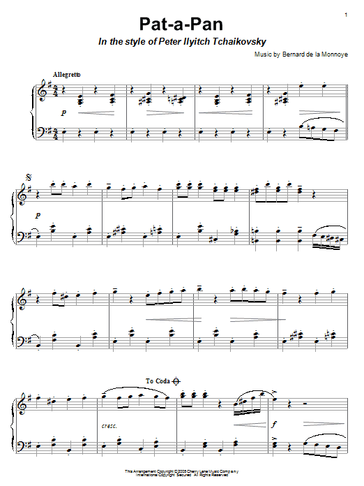 Product gallery: Page 1 of 1 Pat-A-Pan (Willie, Take Your Little Drum) (in the style of Tchaikovsky), Bernard de la Monnoye