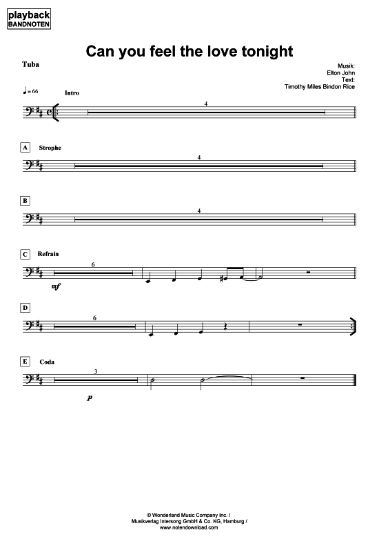 Product picture to: Can you feel the love tonight -TubaElton John