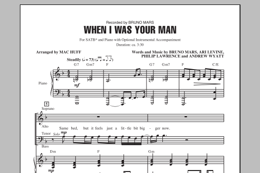 Product picture to: When I Was Your Man (arr. Mac Huff)