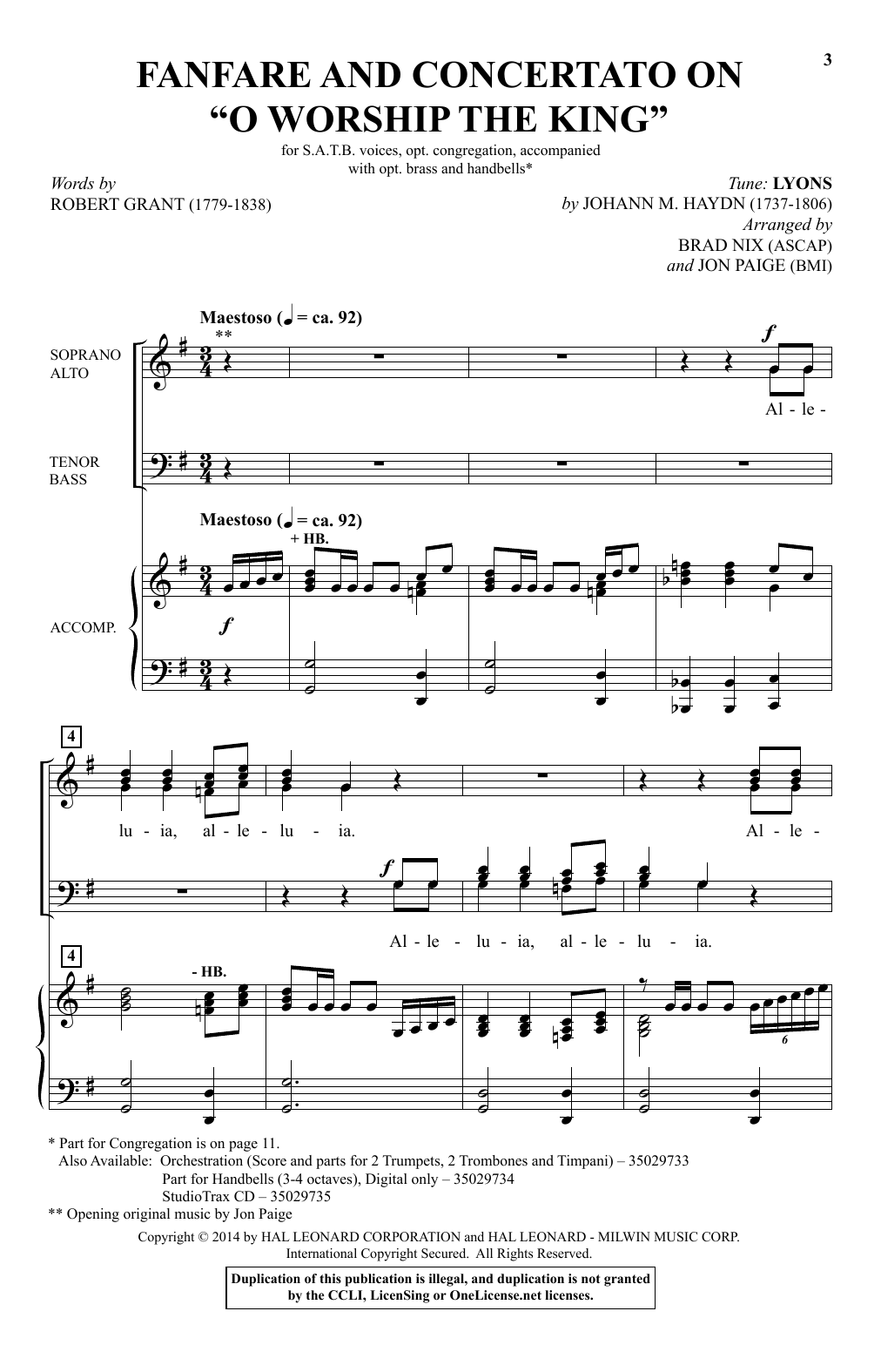 Produktbild zu: Fanfare And Concertato On "O Worship The King"