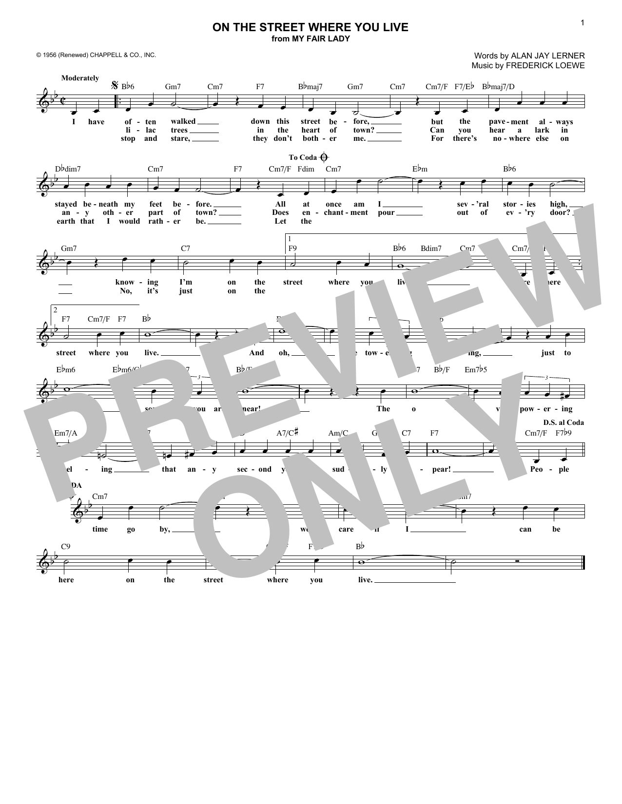 Product gallery: Page 1 of 1 On The Street Where You Live, Alan Jay Lerner