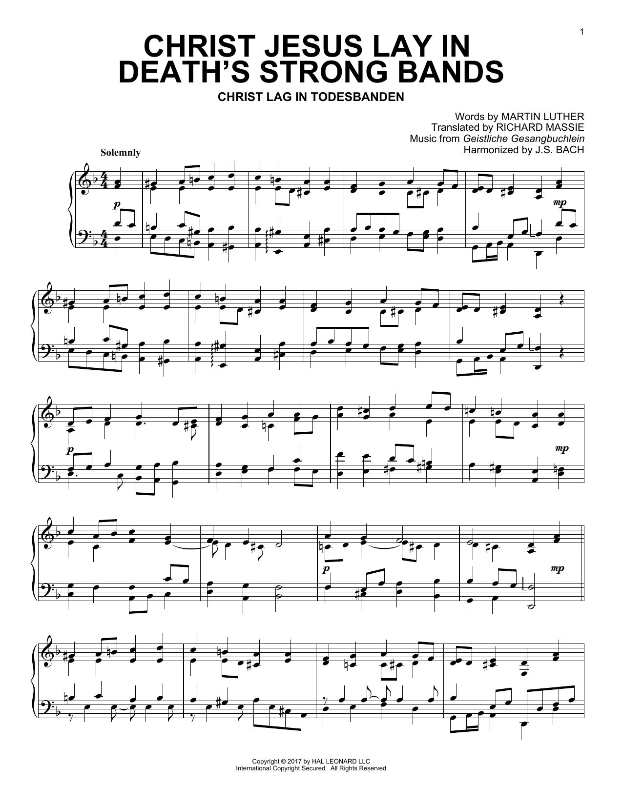 Product gallery: Page 1 of 1 Christ Jesus Lay In Death's Strong Bands, Geistliche Gesangbuchlein