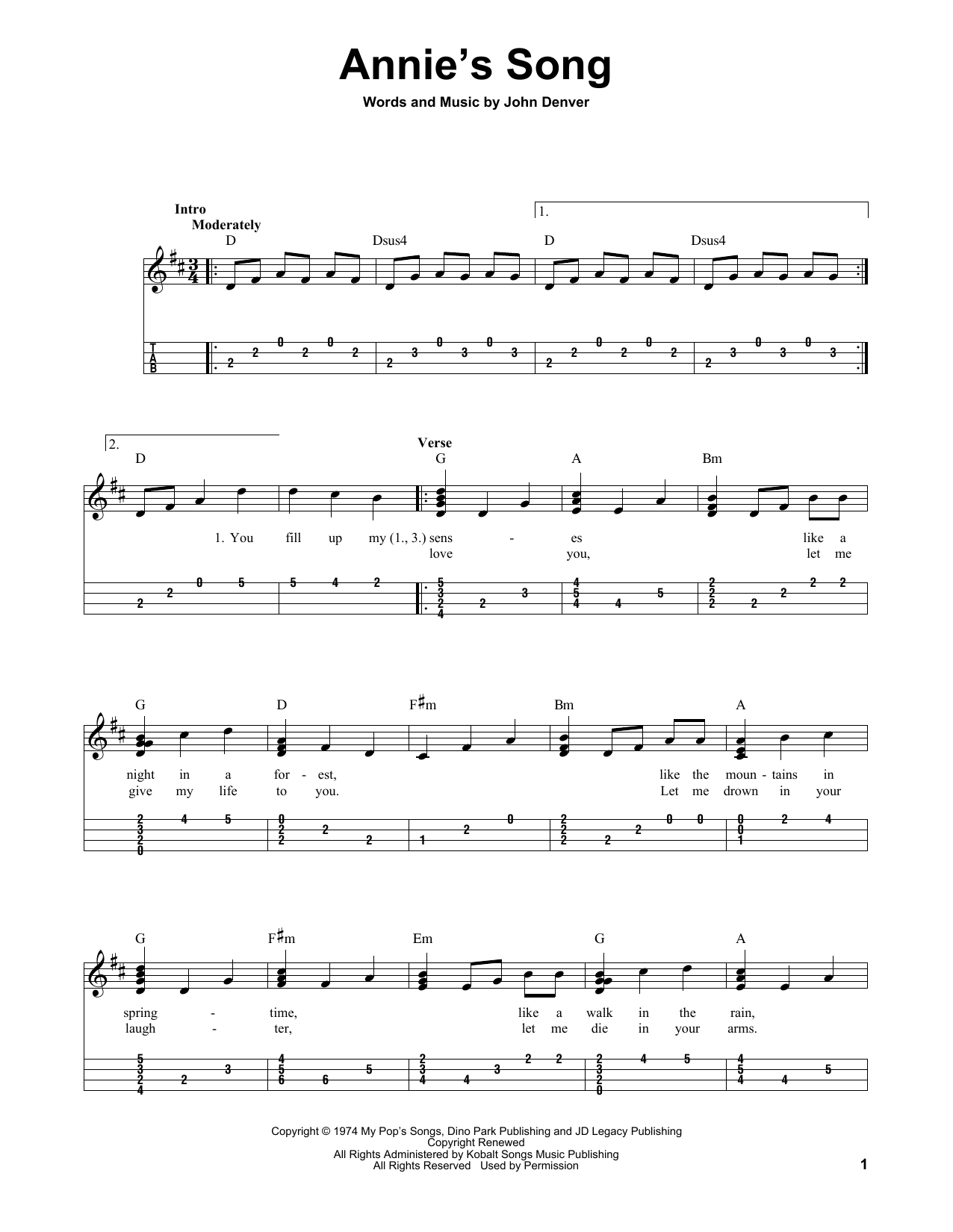 Product picture to: Annie's Song