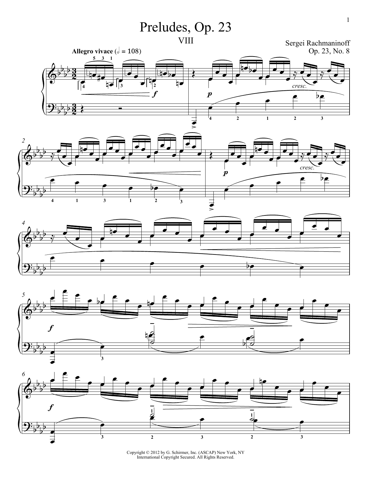 Product gallery: Page 1 of 1 Prelude In A-Flat Major, Op. 23, No. 8, Sergei Rachmaninoff