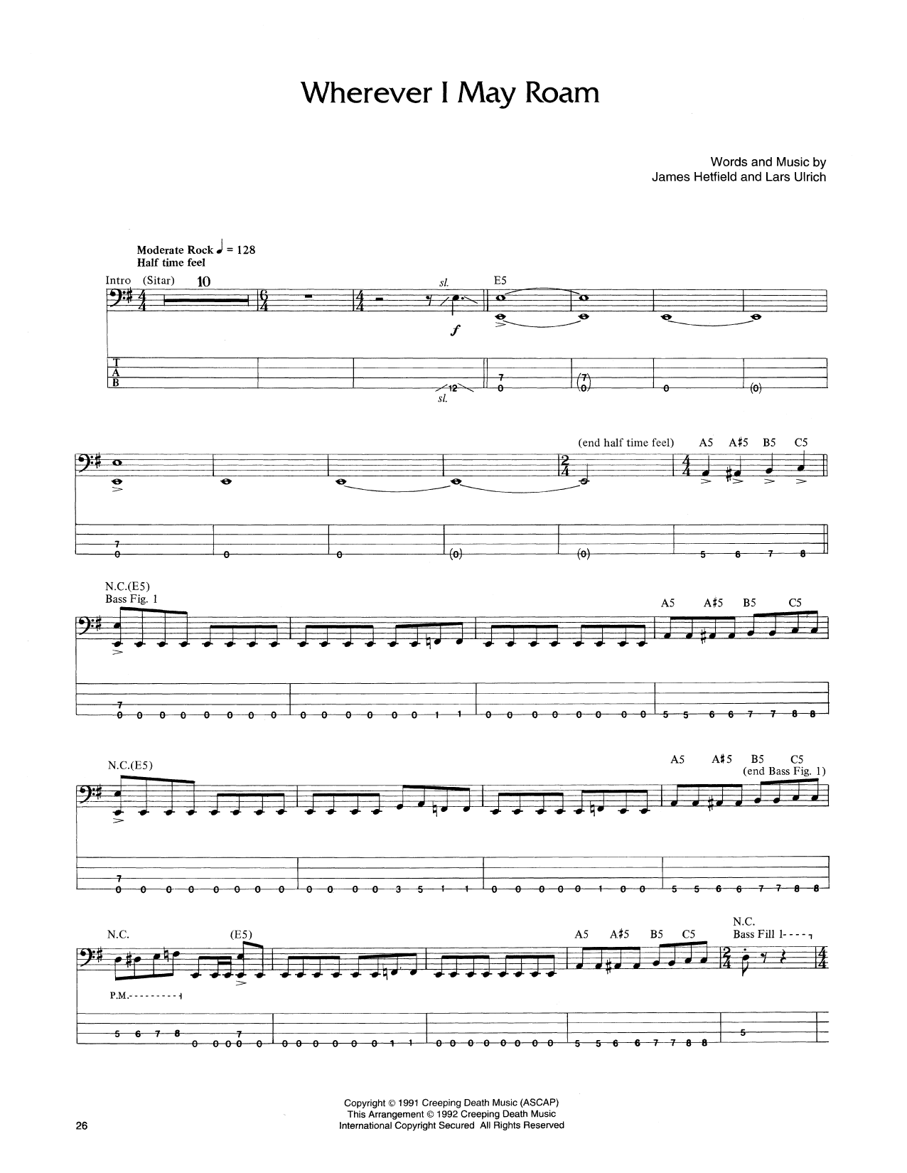 Produktgalerie: Seite 1 von 1 Wherever I May Roam, Metallica, E-Bass