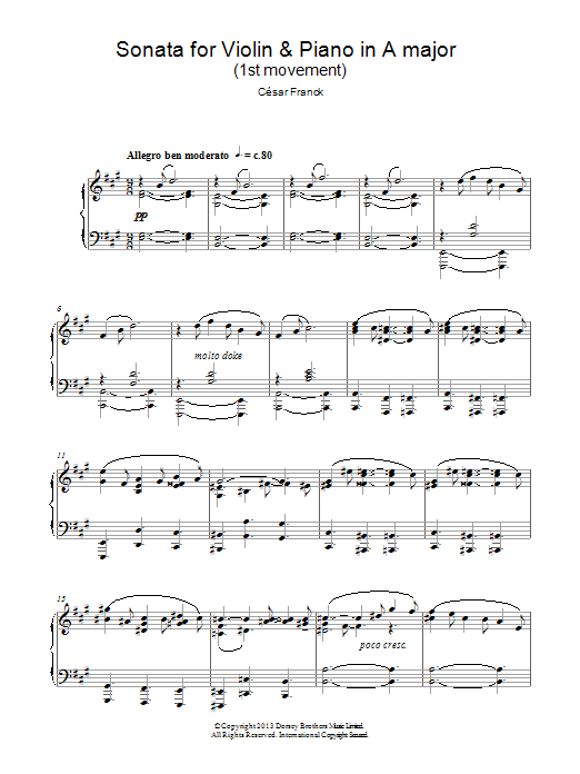 Produktbild zu:  Sonata For Violin & Piano In A Major, 1st Movement - Cesar Franck
