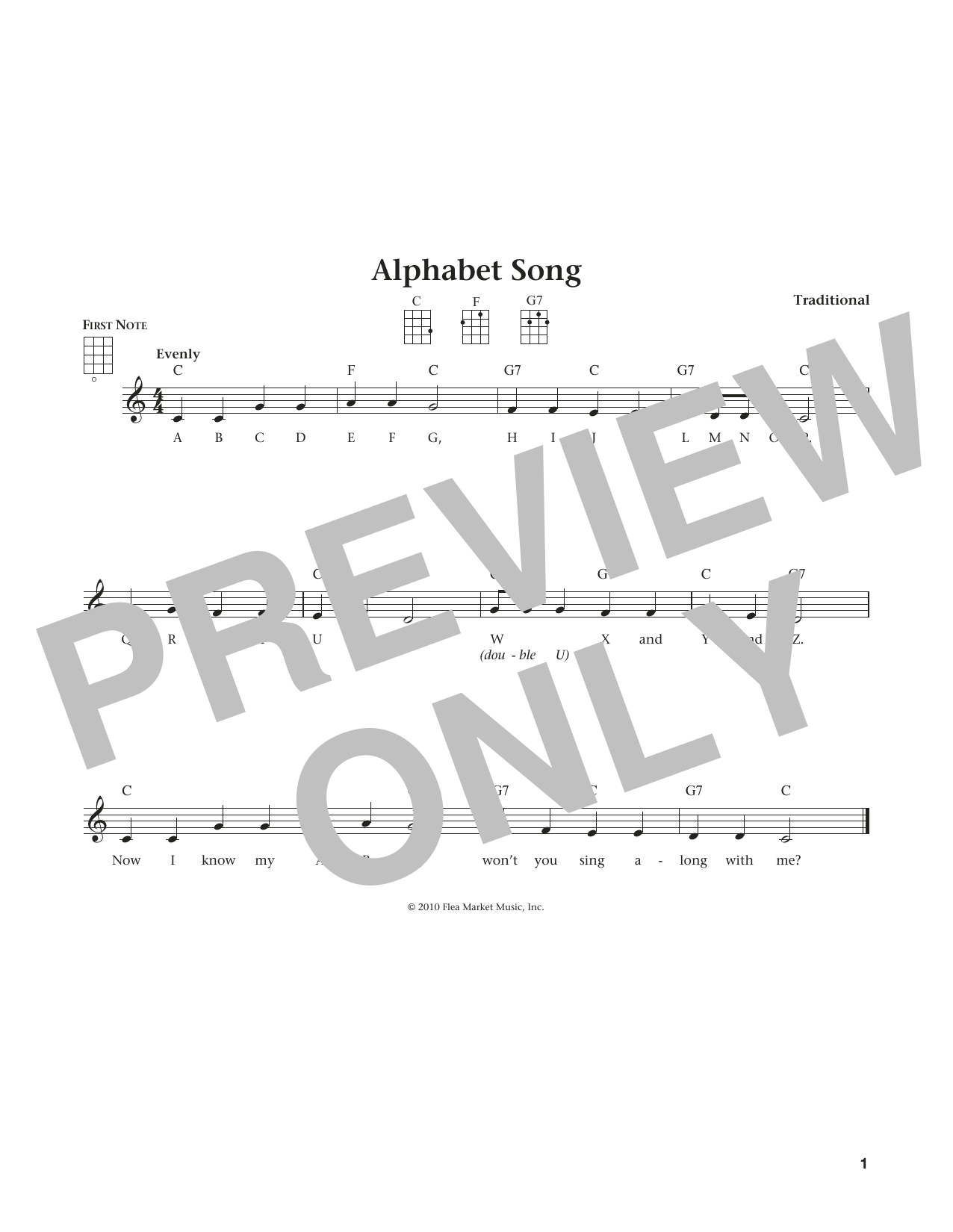 Product gallery: Page 1 of 1 Alphabet Song (from The Daily Ukulele) (arr. Liz and Jim Beloff), Traditional