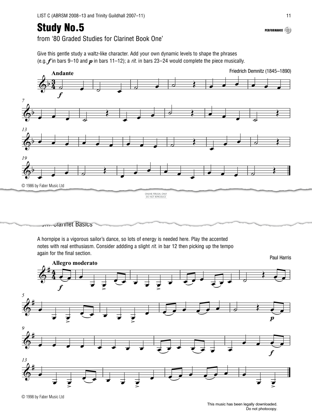 Produktgalerie: Seite 1 von 1 Hornpipe Study, Paul Harris, Klarinette