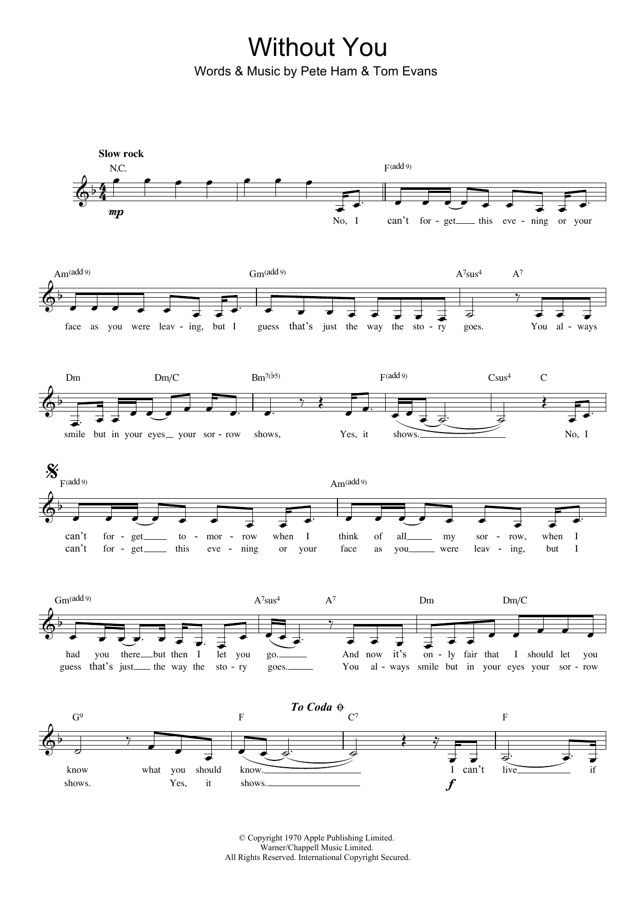 Produktgalerie: Seite 1 von 1 Without You, Harry Nilsson, Melodieinstrument