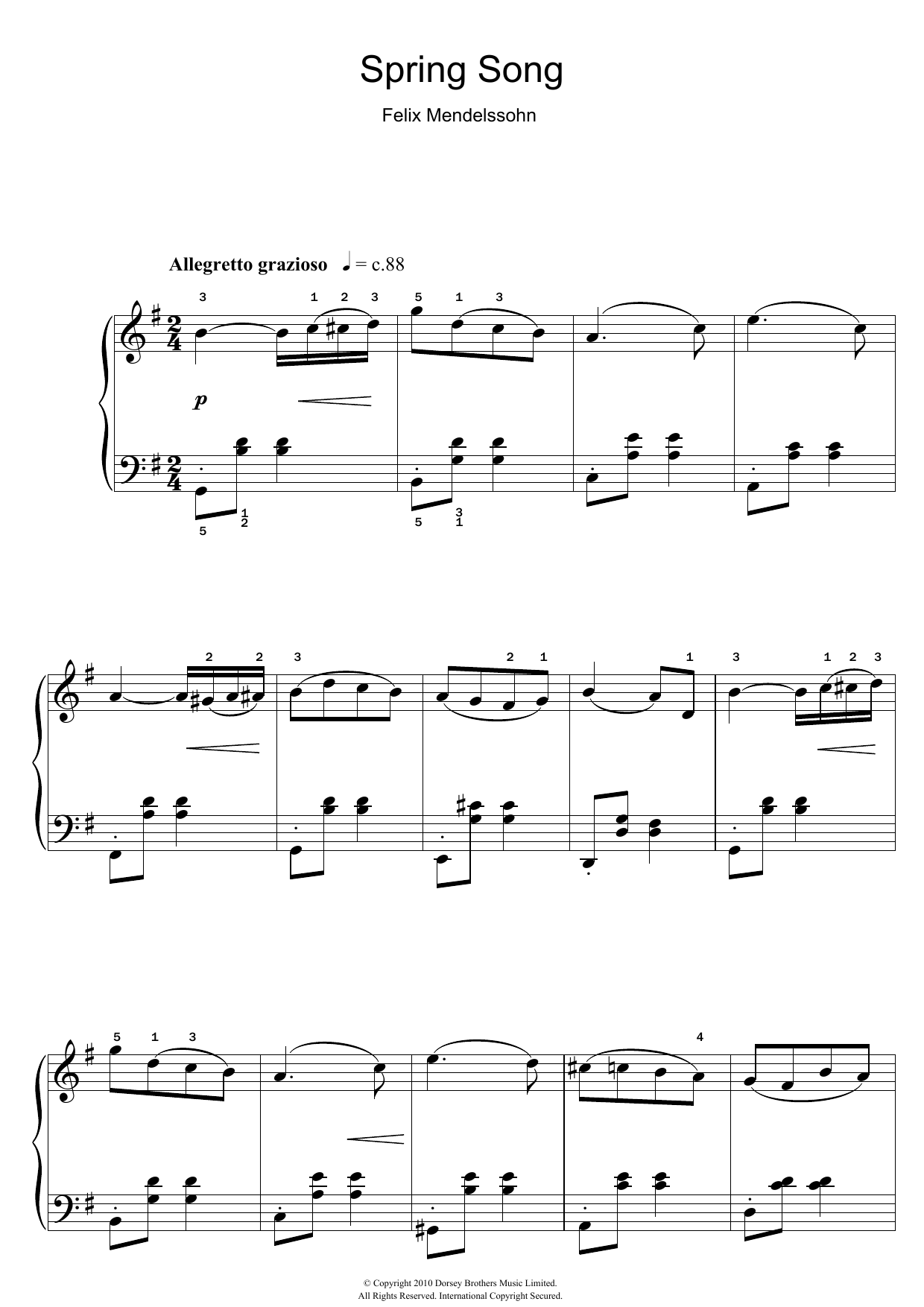 Product picture to: Spring Song, from Songs Without Words, Op.62