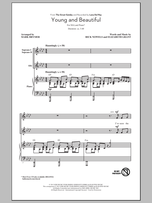 Produktgalerie: Seite 1 von 1 Young And Beautiful, Mark Brymer, Chor