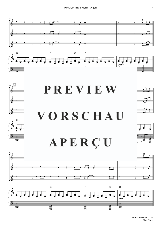 Product gallery: Page 7 of 11 The Rose, Midler, Bette, Trio For 3 Recorders (Ssa) and Piano/Organ, With Optional Cello
