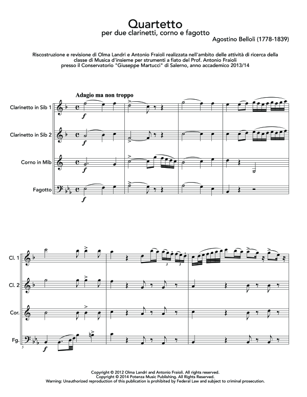Product gallery: Page 1 of 11 Quartetto, , (woodwind quartet 2x clarinet, horn and bassoon)