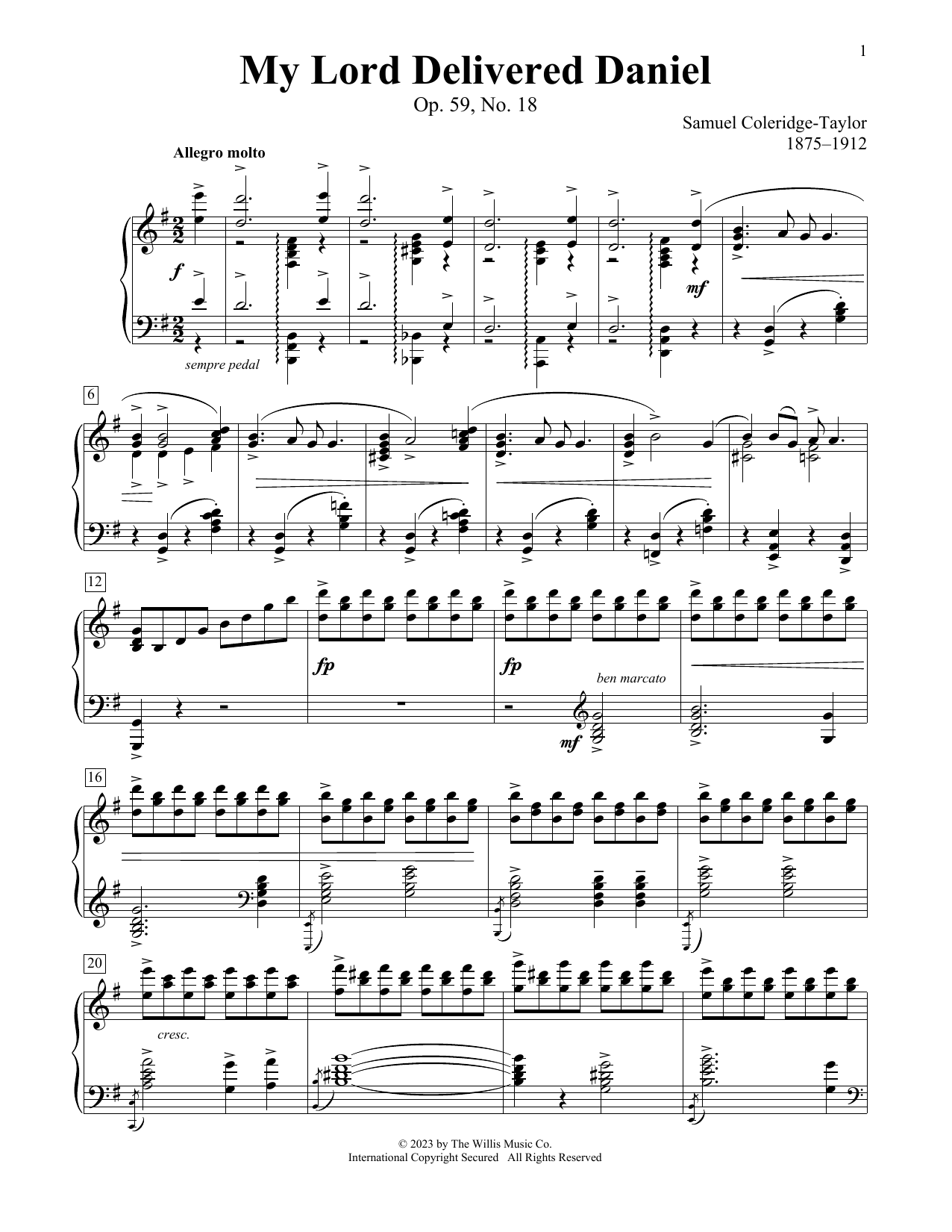 Product picture to: My Lord Delivered Daniel, Op. 59, No. 18