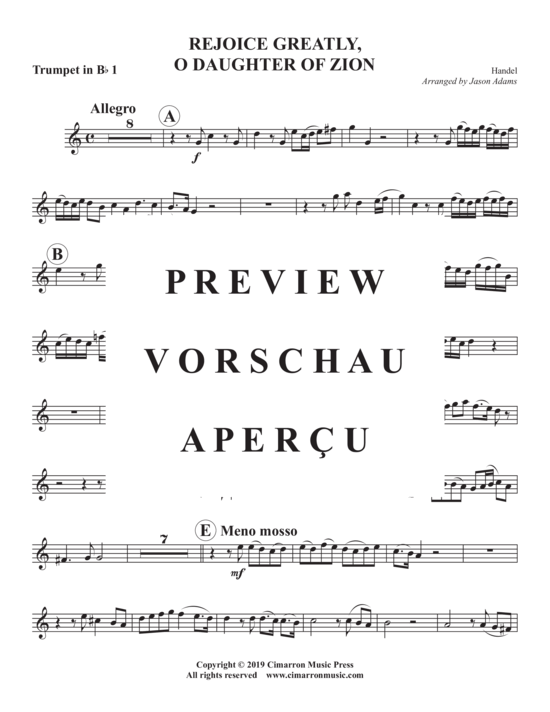 Produktgalerie: Seite 10 von 19 Rejoice Greatly, Daughter of Zion , , (Blechbläser Quintett)