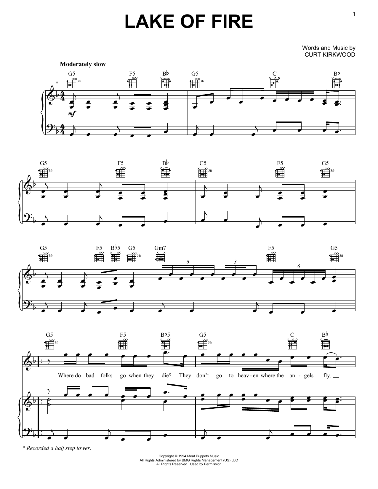 Produktgalerie: Seite 1 von 1 Lake Of Fire, Nirvana, Gesang, Gitarre, Klavier