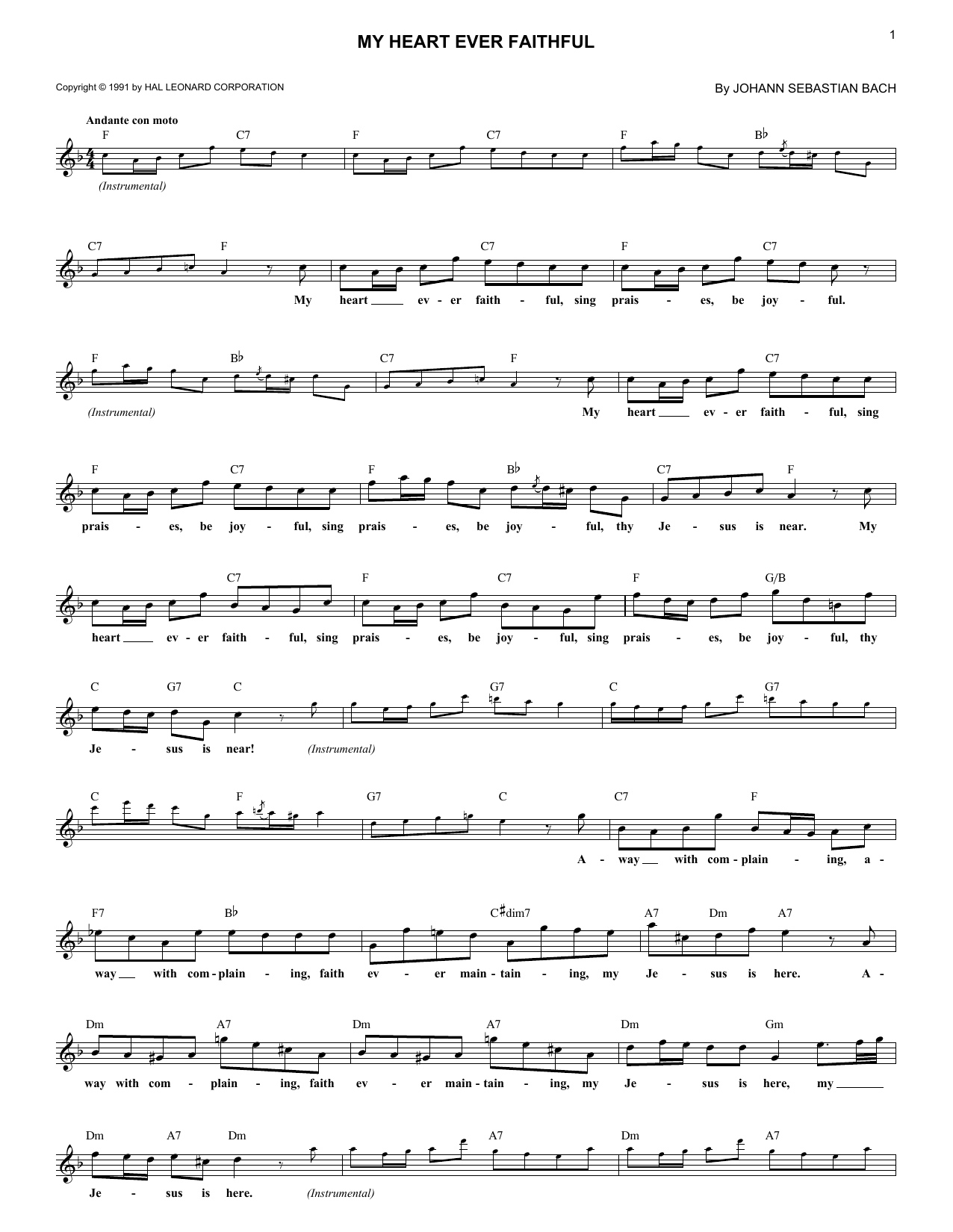 Produktgalerie: Seite 1 von 1 My Heart Ever Faithful, Johann Sebastian Bach, Melodieinstrument