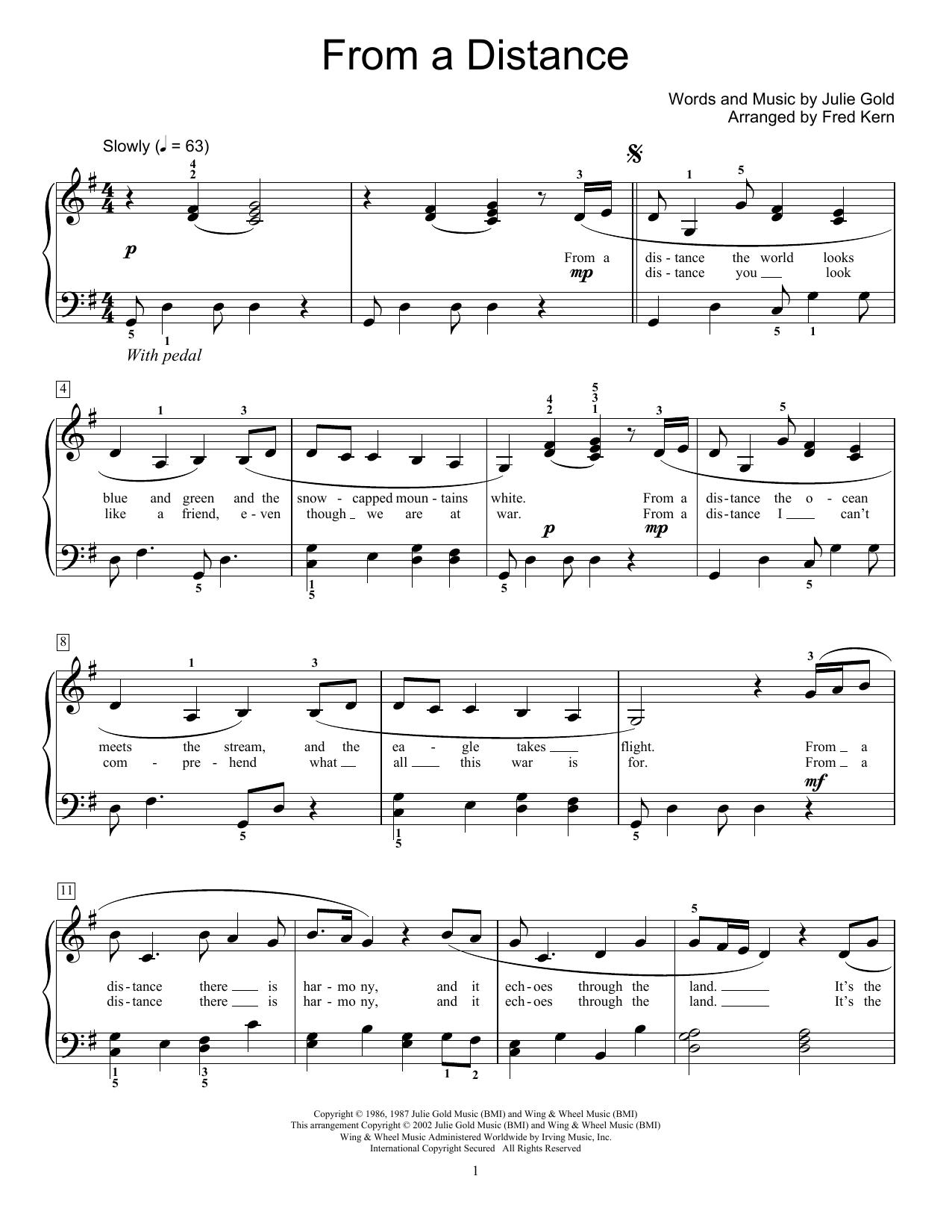 Produktbild zu: From A Distance (arr. Fred Kern)