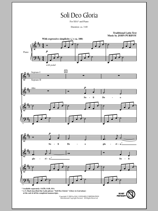 Produktgalerie: Seite 1 von 1 Soli Deo Gloria, John Purifoy, Chor