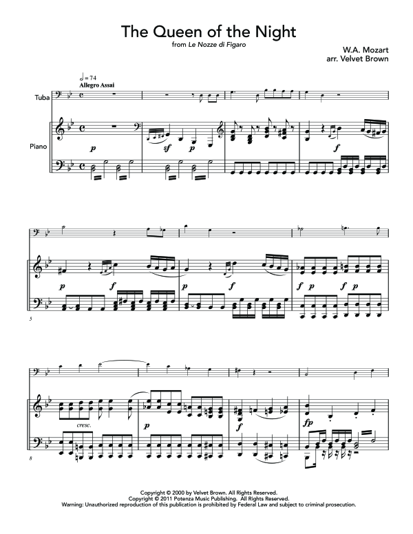 Produktgalerie: Seite 1 von 11 Queen of the Night, The, , (Tuba und Klavier)