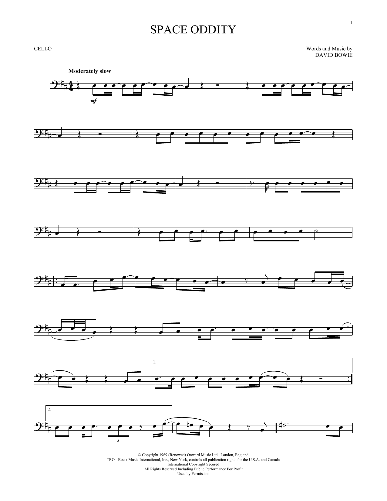 Produktgalerie: Seite 1 von 1 Space Oddity, David Bowie, Violoncello