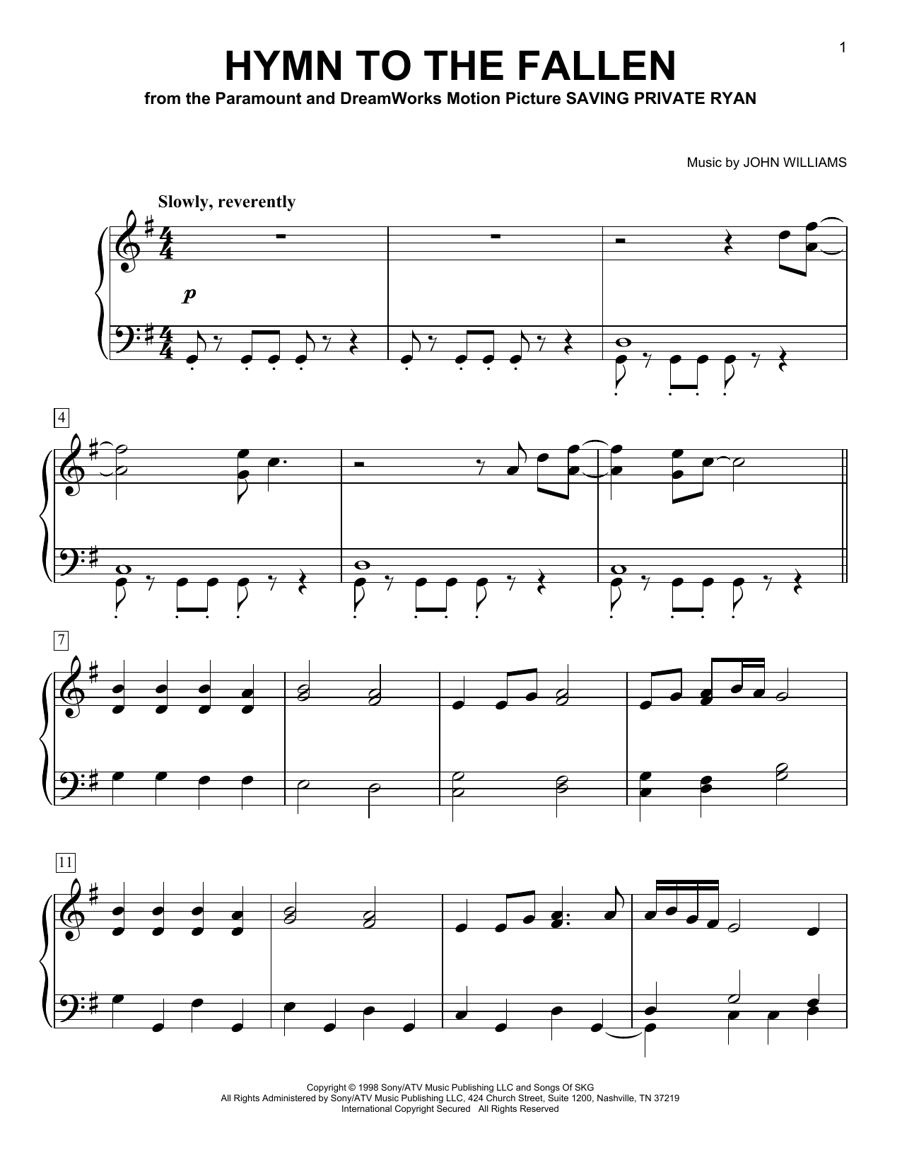 Product picture to: Hymn To The Fallen (from Saving Private Ryan)