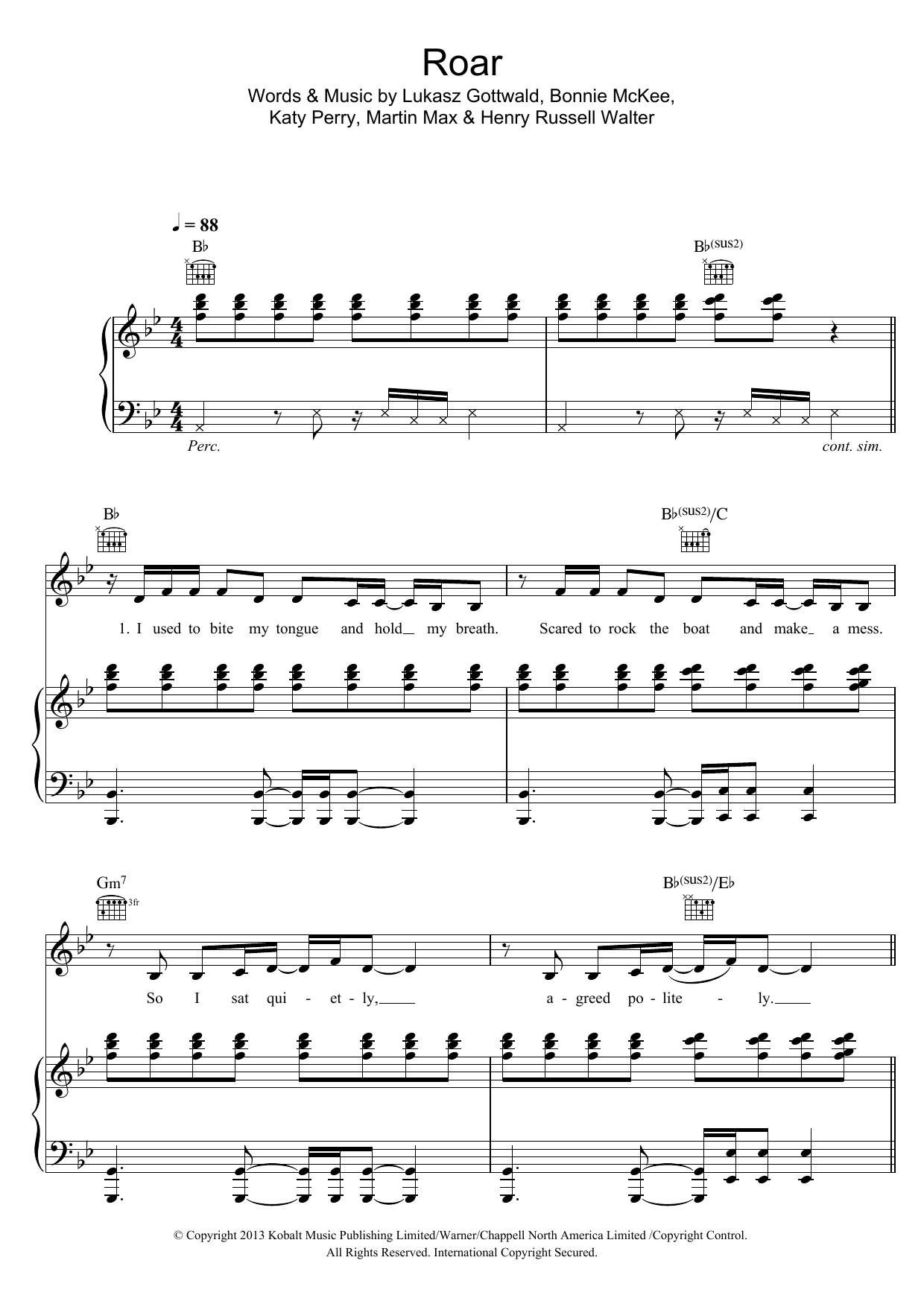 Produktgalerie: Seite 1 von 1 Roar, Katy Perry, Gesang, Gitarre, Klavier